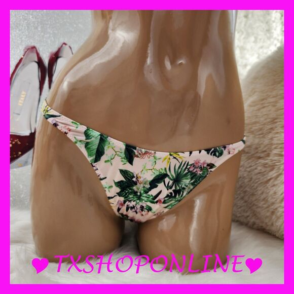💗👙Victoria's Secret Shine Chain Rhinestones Floral V-String Panty 👙💗 - Picture 3 of 4